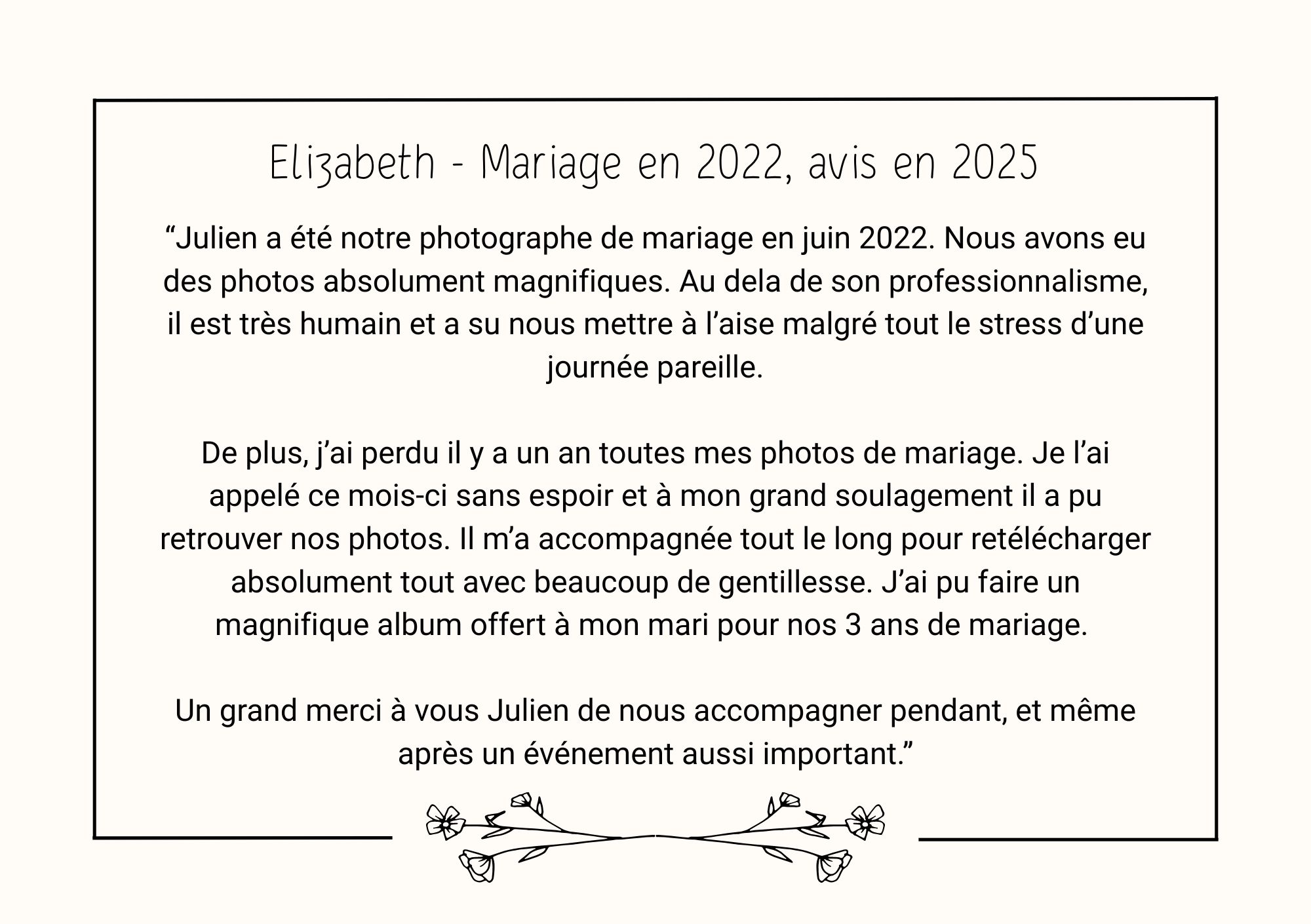 avis sur julien cheron photographe