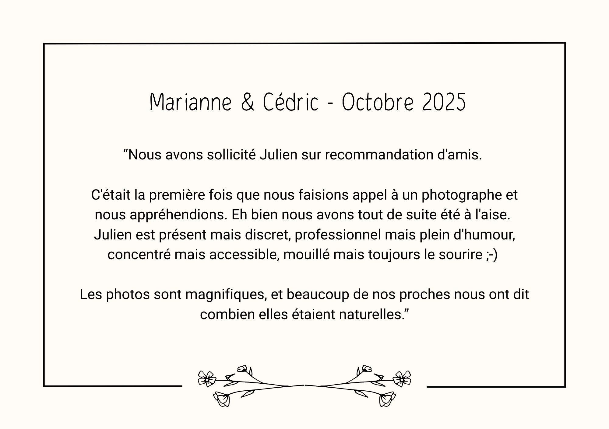 avis sur julien cheron photographe